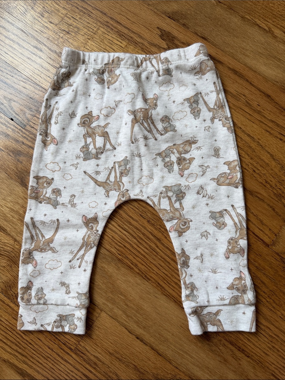 Disney AOP Baby Bambi Print Jersey Pants - Neutral Beige